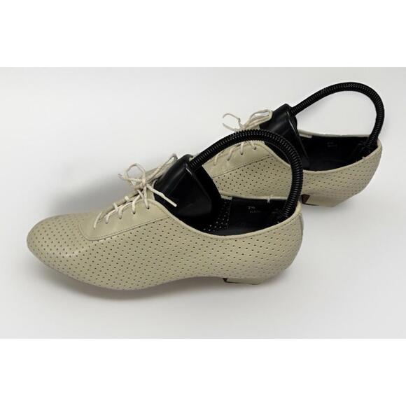 Tic Tac Toes Leather Dance Heel Tap Shoes Womens Size 7.5 M Beige Ivory Cream - Picture 1 of 7